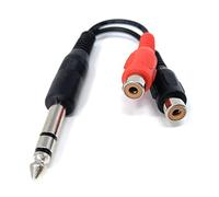 DRUT 10cm 6.35mm Stereo Jack Plug to Twin RCA Phono Sockets Male to Female Cable Adapter 0.4ft
