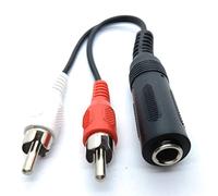 DRUT 10cm 6.35mm Stereo Jack Socket to 2 RCA Phono Plugs, Adapter | Clear Left and Right Channel Sound Transfer