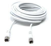 DRUT 10m F-Type Male to Male Coax Coaxial Cable, Extension 75ohm Cord Wire Compatible with Satellite Dish, TV Antenna, Freeview TV, DVD, VCR, SKY HD, Virgin, BT (White, 10m)