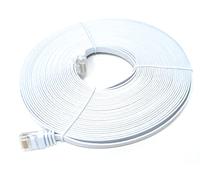 DRUT 10m FLAT CAT6 RJ45 Ethernet LAN Patch Cable, Low Profile GIGABIT Full Copper 32AWG, Lead Allows Up to 1000Mbps Speed (33ft, White)