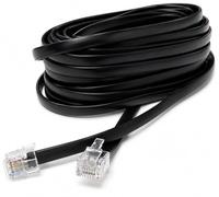 DRUT 10m Flat RJ12 to RJ12 6P6C Cable Lead, 33ft Black | Plug to Plug, RJ11 with 6 pin Wire