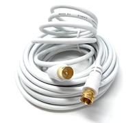 DRUT 10m RF TV Aeria Male to F Type Male Plug Connector Cablel White | Coaxial Coax Lead, 75 Ohm, 3C-2V, 33ft, Gold Connectors