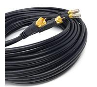 DRUT 10m Twin Shotgun Satellite Moulded F-Type Plug to Socket RG6 Coaxial Extension Antenna Cable Lead With F-Type Couplers 33ft Black