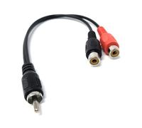 DRUT 15cm 1pcs Single RCA Male Plug to Twin 2 x RCA Female Phono Sockets Cable Adapter (Black)