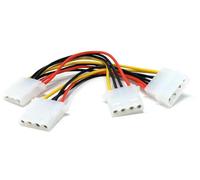DRUT 15cm Molex Power Splitter, 1 to 3, 4 Pin LP4, PC Power Lead | Turns one PSU Molex lead into three for case fans, LED strips, optical drives and older hard drives