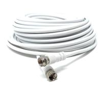 DRUT 15m F-Type Male to Male Coax Coaxial Cable, Extension 75ohm Cord Wire Compatible with Satellite Dish, TV Antenna, Freeview TV, DVD, VCR, SKY HD, Virgin, BT White 50ft