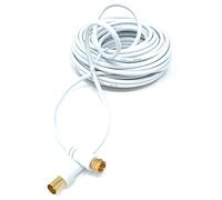 DRUT 15m RF TV Aerial Male to F Type Connector Male Plug Coaxial Coax Cable, Lead, 75 Ohm, 3C-2V 50ft White Gold Connectors
