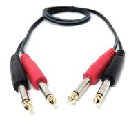 DRUT 1m 2x 6.35mm (1/4") Mono Jack to 2x 6.35mm Mono TS Jack Audio Cable - Twin Signal Patch Lead for Mixers, Controllers, DJ & Audio Equipment, Gold Ends 3.3ft