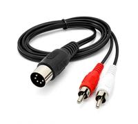 DRUT 1m 5 Pin Midi Male Din Plug to 2 x RCA Phono Male Plugs Wired 3+5