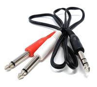 DRUT 1m 6.35mm Stereo Jack To 2 x 6.35mm Mono Jack Y Splitter TRS Stereo to Twin 1/4 Inch TS Mono Lead Cable 3.3ft
