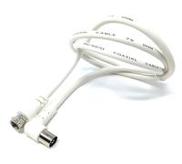 DRUT 1m F Type Male Plug to Right Angled Coax TV Socket Satellite Lead