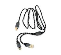 DRUT 1m USB B to (USB C & A) MIDI Interface 2in1 Braided Cable - MIDI In/Out Adapter for Keyboard, Controller, Synth, Audio Interface - Plug & Play Recording Cable