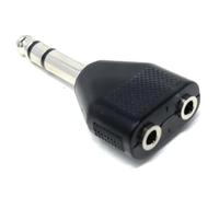 DRUT 1pcs. 2 x 3.5mm Mono Jack Sockets to 1 x 6.35mm Stereo Jack Plug Y Splitter Audio Adapter