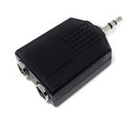 DRUT 1pcs 3.5mm Stereo Jack Plug to Dual 6.35mm Stereo Sockets Audio Cable Adapter (Black Silver)