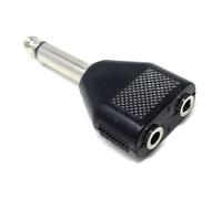 DRUT 1pcs. 6.35mm Mono Jack to 2 x 3.5mm Mono Jacks Sockets Plugs T Splitter Cable Adapter