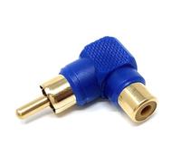 DRUT 1pcs RCA Phono Right Angled Adapter Audio Plug to Socket Male to | Female Gold Plated (Blue)