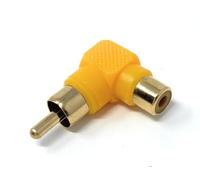 DRUT 1pcs RCA Phono Right Angled Adapter Audio Plug to Socket Male to Female Gold Plated (Yellow)