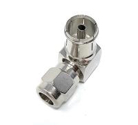 DRUT 1pcs TV RF Coax Right Angle Adapter With one end as a socket and the other end as a push-in with a screw designed for aerial cables (Silver)