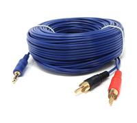 DRUT 20m 3.5mm to Twin RCA Stereo Aux Phono Audio Cable Mini Jack Lead Cord Y Splitter Headphone Cord RCA Y Splitter Adapter 65ft Blue Gold Connectors