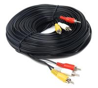 DRUT 25m Triple 3 x RCA to RCA Phono Plugs to Plugs Composite, Audio Video Male to Male Cable Lead Nickel Contacts (82ft.)