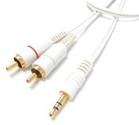 DRUT 2m 3.5mm Aux Jack to 2 x RCA Phono Plugs Audio Stereo Cable Adapter Y Splitter for Speaker, Subwoofer, MP3, Phone Gold Plated Plugs White, 6.5ft