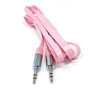 DRUT 2m 3.5mm Jack to Jack with Metal Plug AUX Stereo Audio Flat Cable | Male to Male Tangle-Free Lead 6.5ft Pink