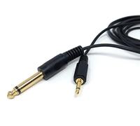DRUT 2m 3.5mm MONO Jack to 6.35mm MONO Jack Plug Audio TS Coax Cable Lead, Male to Male Gold Flashed Ends 6.5ft