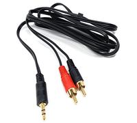 DRUT 2m 3.5mm to Twin RCA Stereo Aux Phono Audio Cable Mini Jack Lead Cord Y Splitter Headphone Cord RCA Y Splitter Adapter 6.5ft Black Gold Connectors