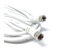 DRUT 2m F-Type Male to Male Coax Coaxial Cable, Extension 75ohm Cord Wire Compatible with Satellite Dish, TV Antenna, Freeview TV, DVD, VCR, SKY HD, Virgin, BT White 6.5ft