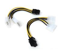 DRUT 2pcs 15cm 6 PIN PCI Express to 2 x MOLEX LP4 Power Adapter Cable Lead 0.5ft
