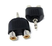 DRUT 2pcs. 3.5mm MONO Jack to 2 x RCA Female Phono Connectors Plugs Audio