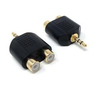 DRUT 2Pcs. 3.5mm Stereo Jack Plug to Twin RCA Phono Mono Splitter or Combiner Audio Adapter (Gold Black)
