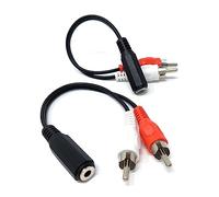 DRUT 2pcs 3.5mm Stereo Jack Socket to 2 x RCA Phono Jack Plugs Adapter AUX Splitter Cable Lead (Black)