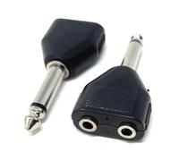 DRUT 2pcs. 6.35mm Mono Jack to 2 x 3.5mm Mono Jacks Sockets Plugs T Splitter Cable Adapter