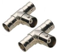 DRUT 2pcs. BNC T Type 3 Way Splitter Female to 2 x Female Adapter Converter Connector Coax Coaxial Cable for CCTV Cameras, Antennas, Monitors