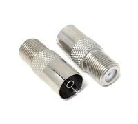 DRUT 2pcs F Type Connector Socket to TV RF Socket Coax Aerial Antenna Female to Female Cable Adapter (Silver)