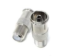 DRUT 2pcs. F Type Connector Socket to TV RF Socket Coax Aerial Antenna Female to Female Cable Adapter With Ridge (Silver)