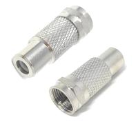 DRUT 2pcs. F-Type Male Plug to RCA Female Jack RF Video TV Cable Lead Adapter Silver