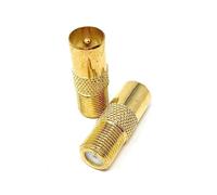 DRUT 2pcs F Type Screw Female Socket to TV RF Male Coax Aerial Antenna Cable Adapter (Gold)