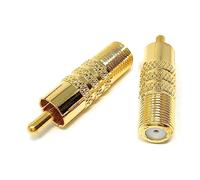 DRUT 2pcs F Type Socket Screw to RCA Phono Male Plug TV Satellite Cable Adapter (Gold)