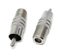 DRUT 2pcs F Type Socket Screw to RCA Phono Male Plug TV Satellite Cable Adapter (Silver)