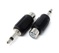 DRUT 2pcs RCA Phono Socket to 3.5mm Mono Jack Plug Audio Video Adapter (Black Silver)