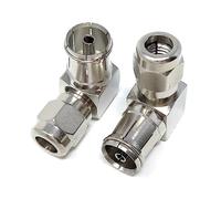DRUT 2pcs TV RF Coax Right Angle Adapter With one end as a socket and the other end as a push-in with a screw designed for aerial cables (Silver)