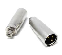 DRUT 2pcs. XLR Male to RCA Female Adapter Cable Changer - 3 Pin XLR M to RCA F Converter Silver