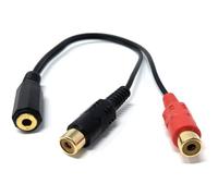 DRUT 3.5mm Stereo Jack Socket to 2 x Phono RCA Sockets Gold Adapter Short Cable Lead