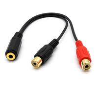 DRUT 3.5mm Stereo Jack Socket to 2 x RCA Phono Sockets Gold Adapter | Clear Left and Right Channel Sound Transfer
