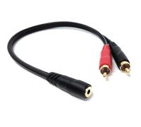 DRUT 3.5mm Stereo Jack Socket to 2x RCA Phono Plug Adapter Cable, 0.3m