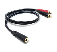 DRUT 3.5mm Stereo Jack Socket to 2x RCA Phono Plug - Audio Y Splitter Adapter Cable for AUX Devices, Speakers, Amplifiers, Headphones, HiFi Systems (0.5m)