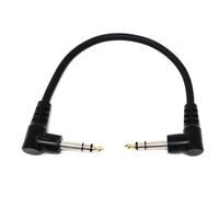 DRUT 30cm 6.35mm 1/4" TRS Stereo Jack to Jack Plug, Dual Right Angle Patch Cable Lead for Headphones Amplifiers, Music Instruments, Live Events, DJ 1ft