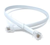 DRUT 30cm Flat RJ12 to RJ12 6P6C Plug to Plug Cable Lead 1ft White | RJ11 with 6 pin Wire